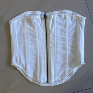 Olivaceous White Mesh Corset Top size M
